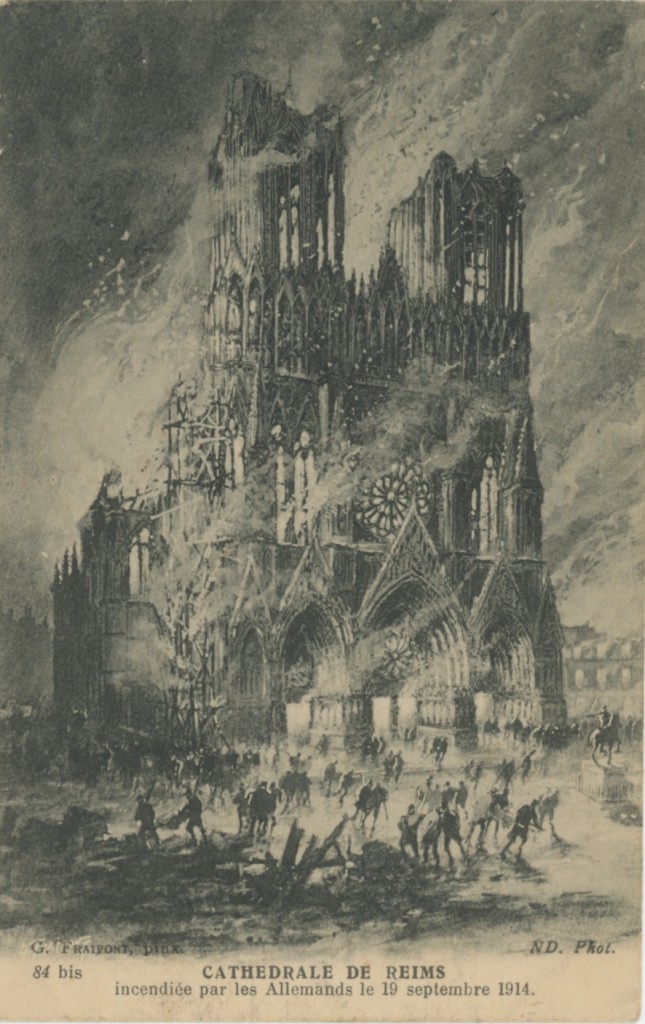 La cathédrale de Reims en feu - Coll. Y. Le Grand